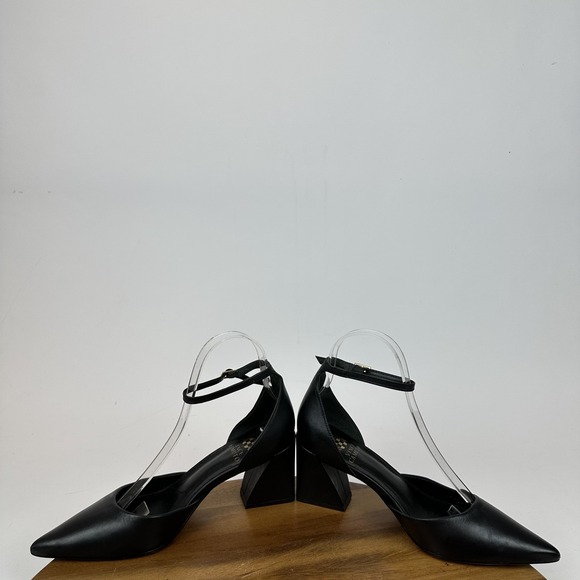 Womens Vince Camuto Sorenn Black Leather Ankle Strap d'Orsay Pumps Size 7 M GUC - Picture 6 of 8